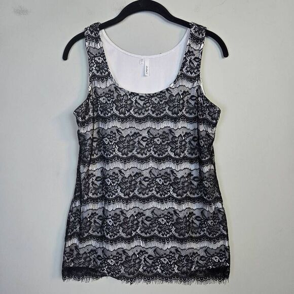 VTG Studio Y Womens Sheer Lace Overlay Tank Top Size Medium Black Y2K Whimsigoth - Picture 1 of 6